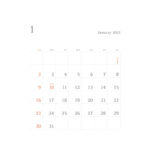 シンプルカレンダー縦型（2022年版）