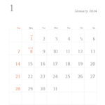 シンプルカレンダー縦型（2024年版）
